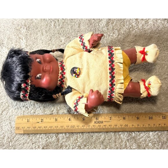 Vtg Regal Toys Native American Indian Dolls Suede Outfits Beaded Access '60s 12" - Picture 13 of 16